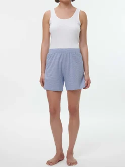 Kurze Schlafhose aus Bio-Baumwolle(meerblau/weiß ringel, L)