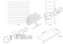 Ladenschrank Quint inkl. 6 LadenB 34 x T 70/80 x H 72 cm (Buche, T 70cm)