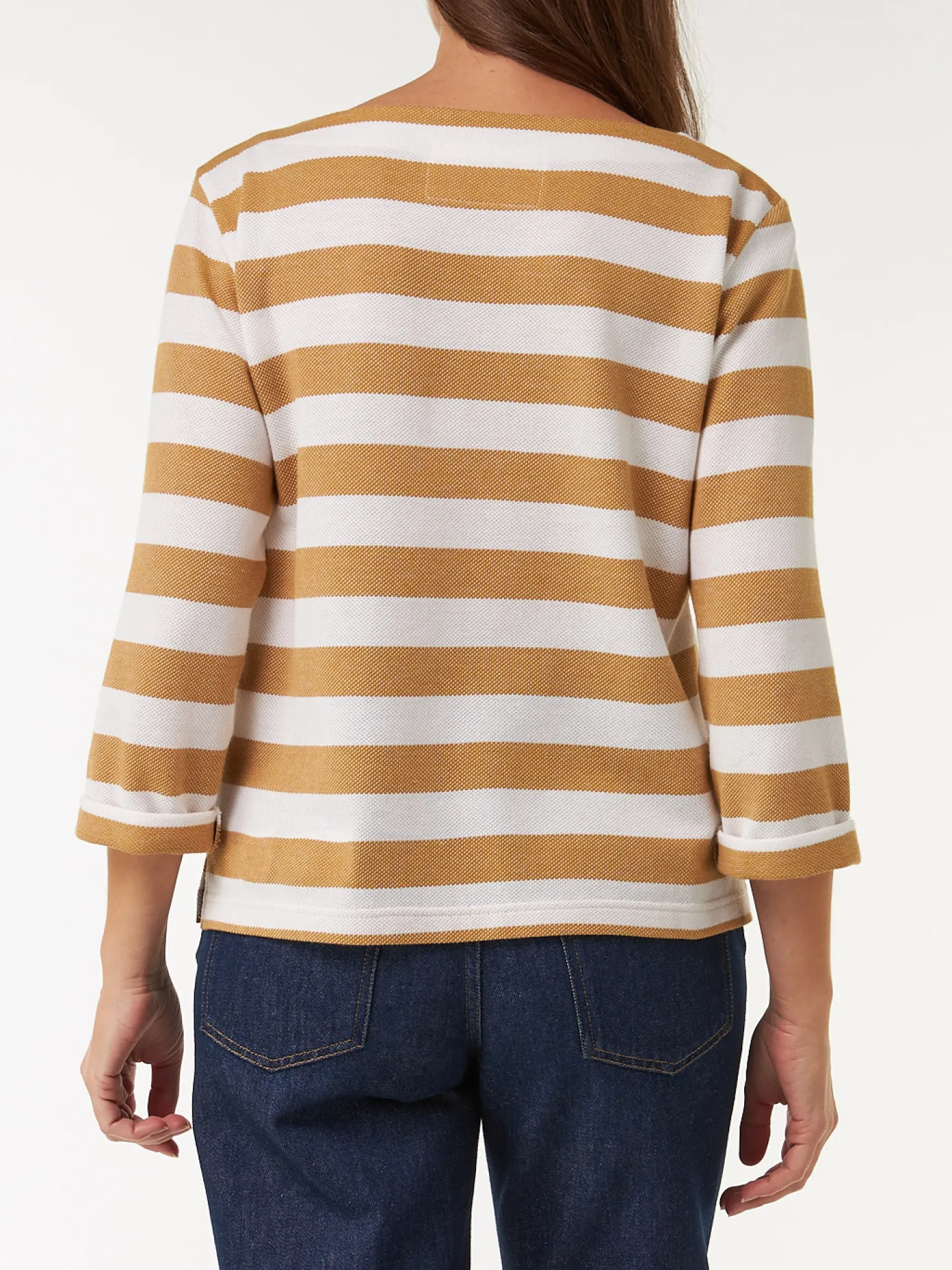 Langarmshirt aus Bio Baumwolle(rattan/offwhite ringel, XS)