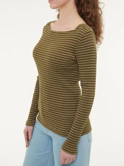 Langarmshirt aus Bio Baumwolle(kaktus/light khaki ringel, XXS)
