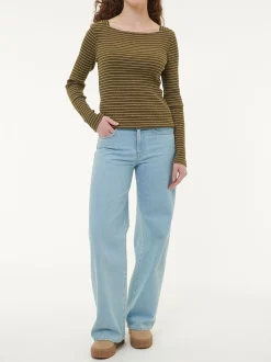 Langarmshirt aus Bio Baumwolle(kaktus/light khaki ringel, XS)