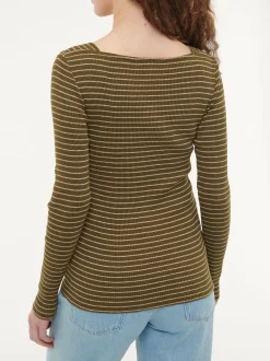 Langarmshirt aus Bio Baumwolle(kaktus/light khaki ringel, XS)