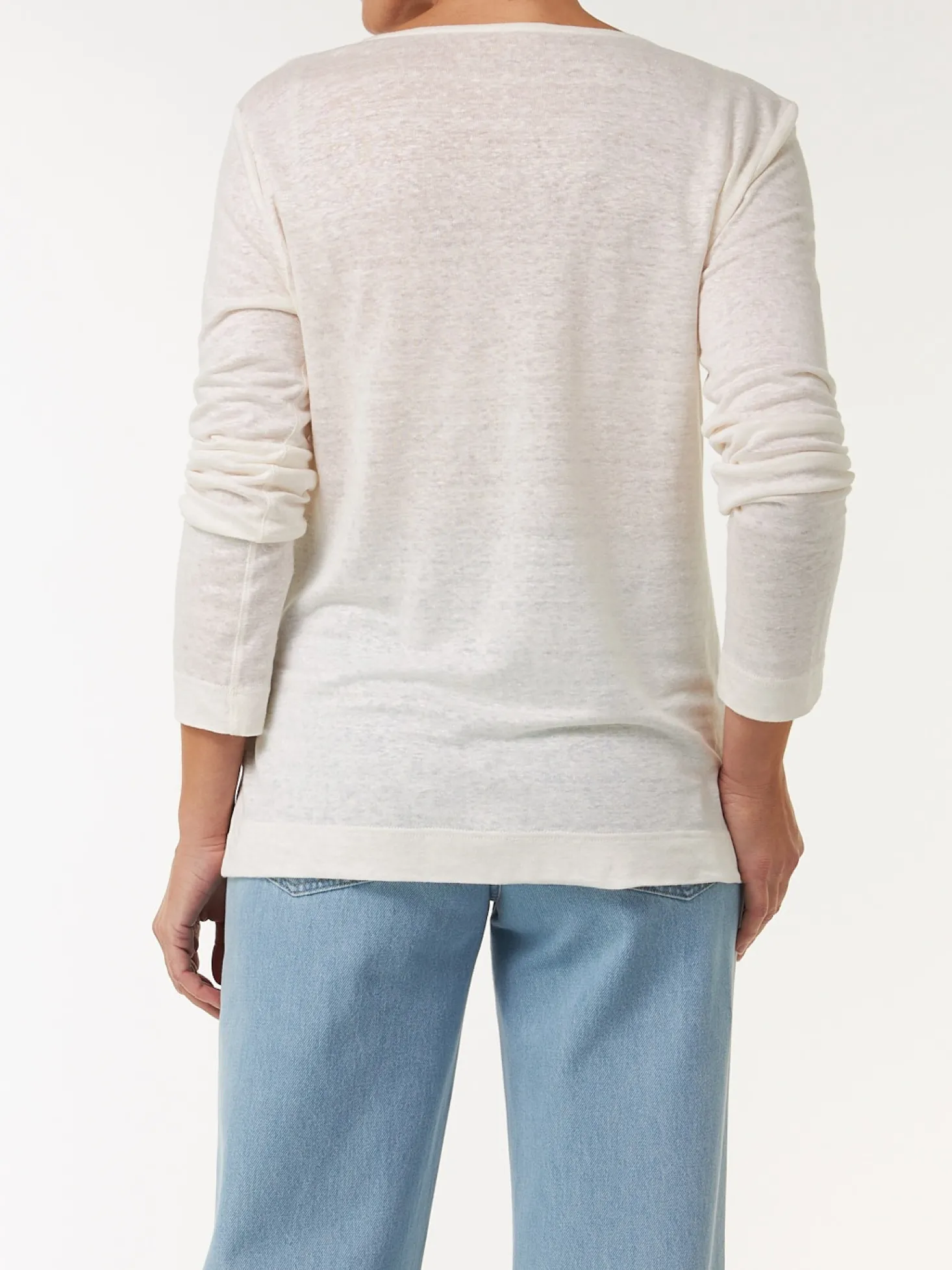 Langarmshirt aus Bio Leinen(weiß, 34)