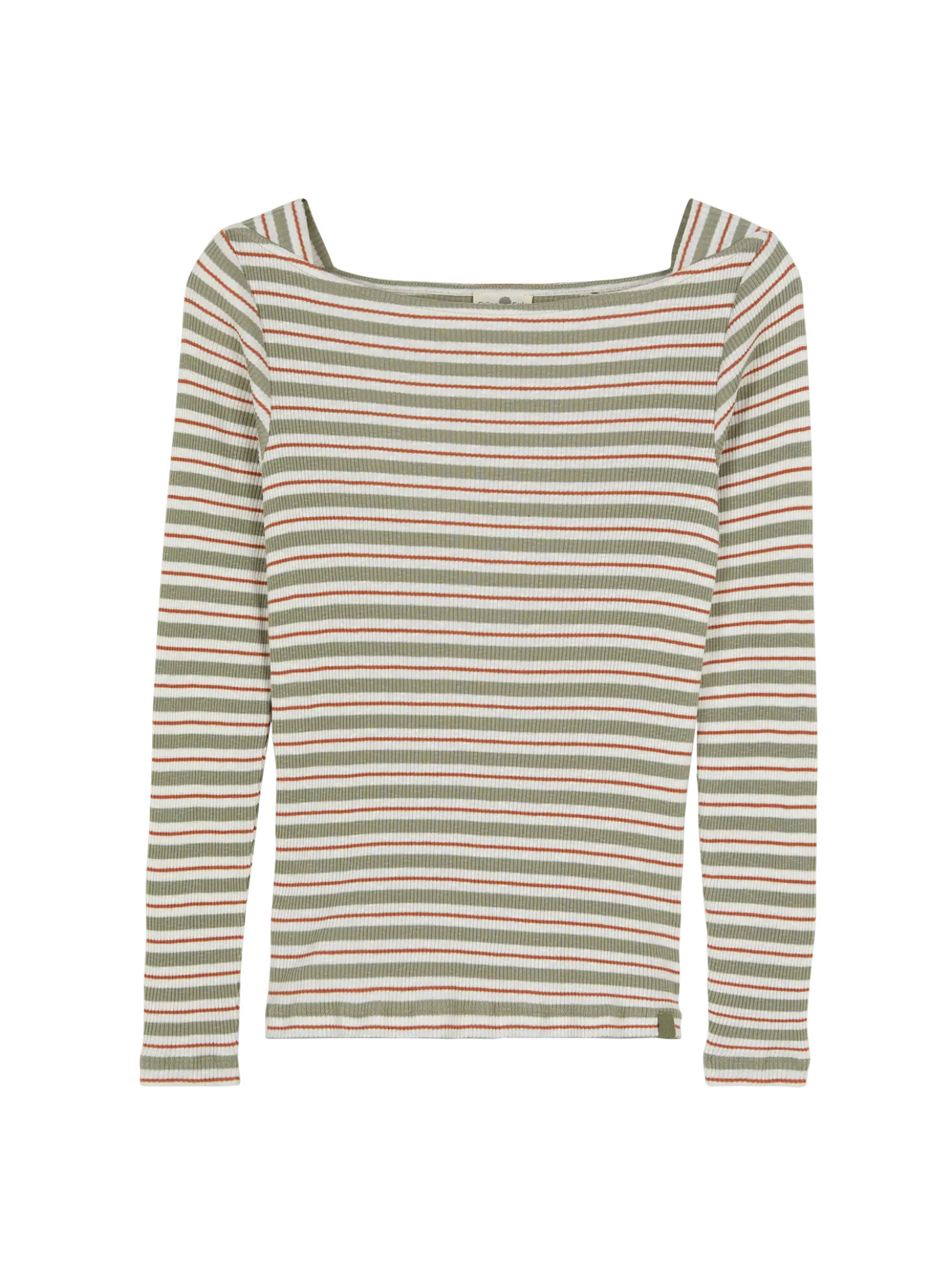 Langarmshirt Rippe aus Bio Baumwolle(seegras/offwhite ringel, XS)