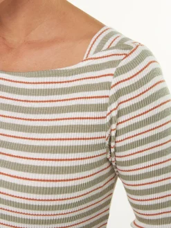 Langarmshirt Rippe aus Bio Baumwolle(seegras/offwhite ringel, XXS)