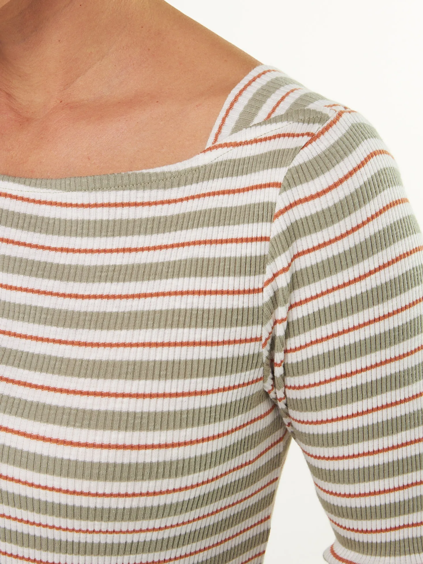 Langarmshirt Rippe aus Bio Baumwolle(seegras/offwhite ringel, XXS)