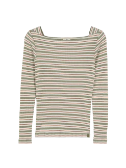 Langarmshirt Rippe aus Bio Baumwolle(seegras/offwhite ringel, XXS)