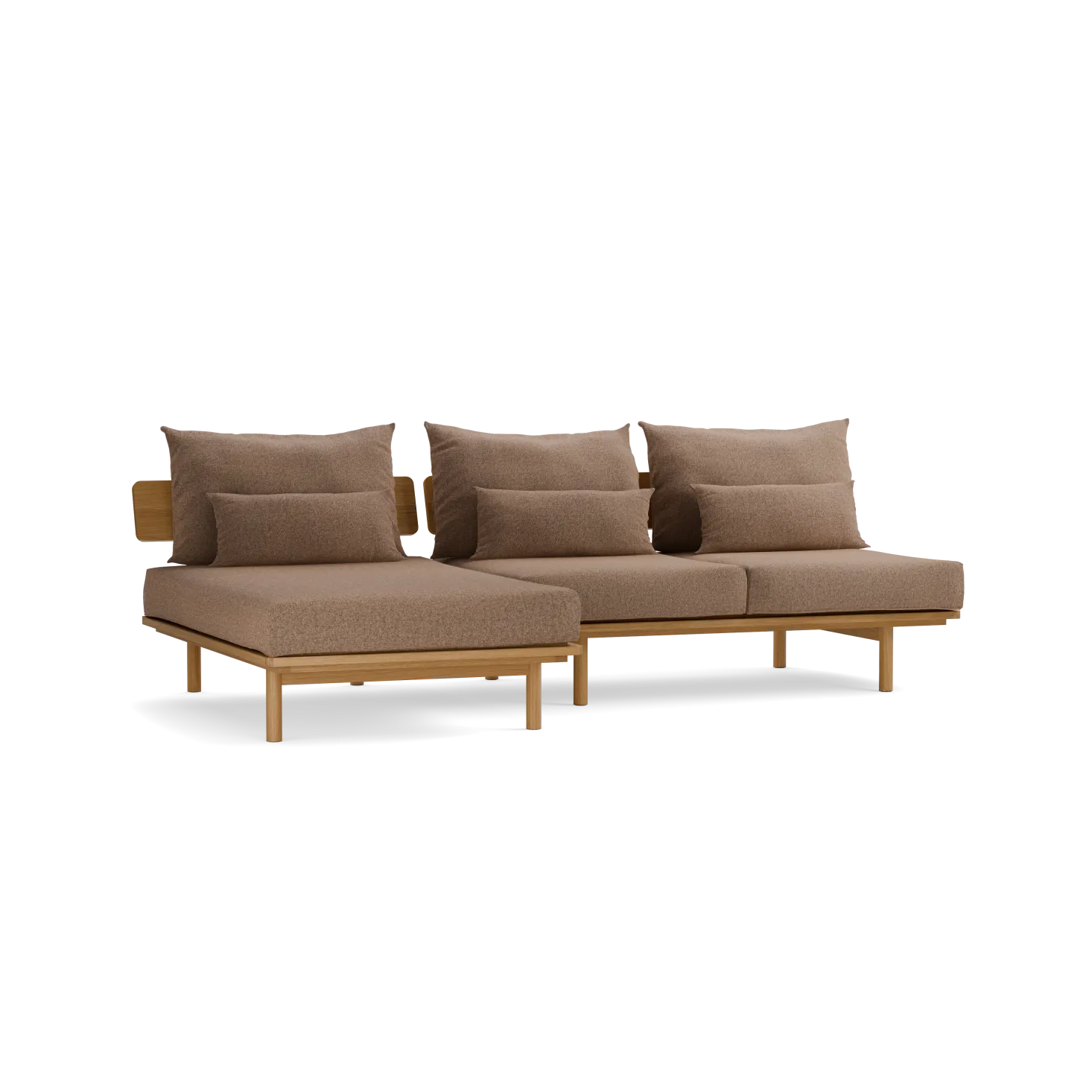 Loungesofa Lana(Wollstoff Stavang haselnuss, Eiche, 260 x 160 cm mit Liegeteil links/re)