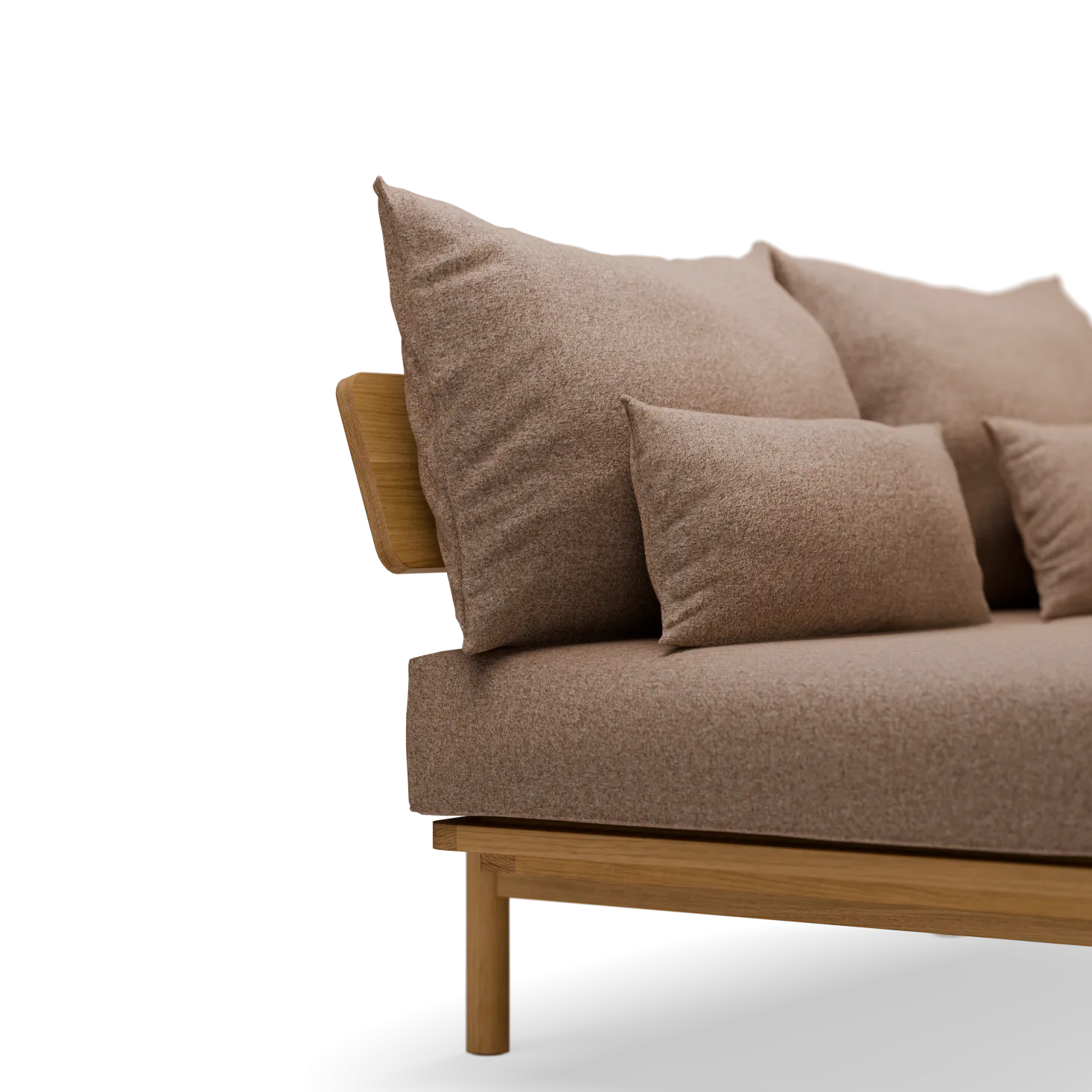 Loungesofa Lana(Wollstoff Stavang haselnuss, Eiche, 260 x 160 cm mit Liegeteil links/re)