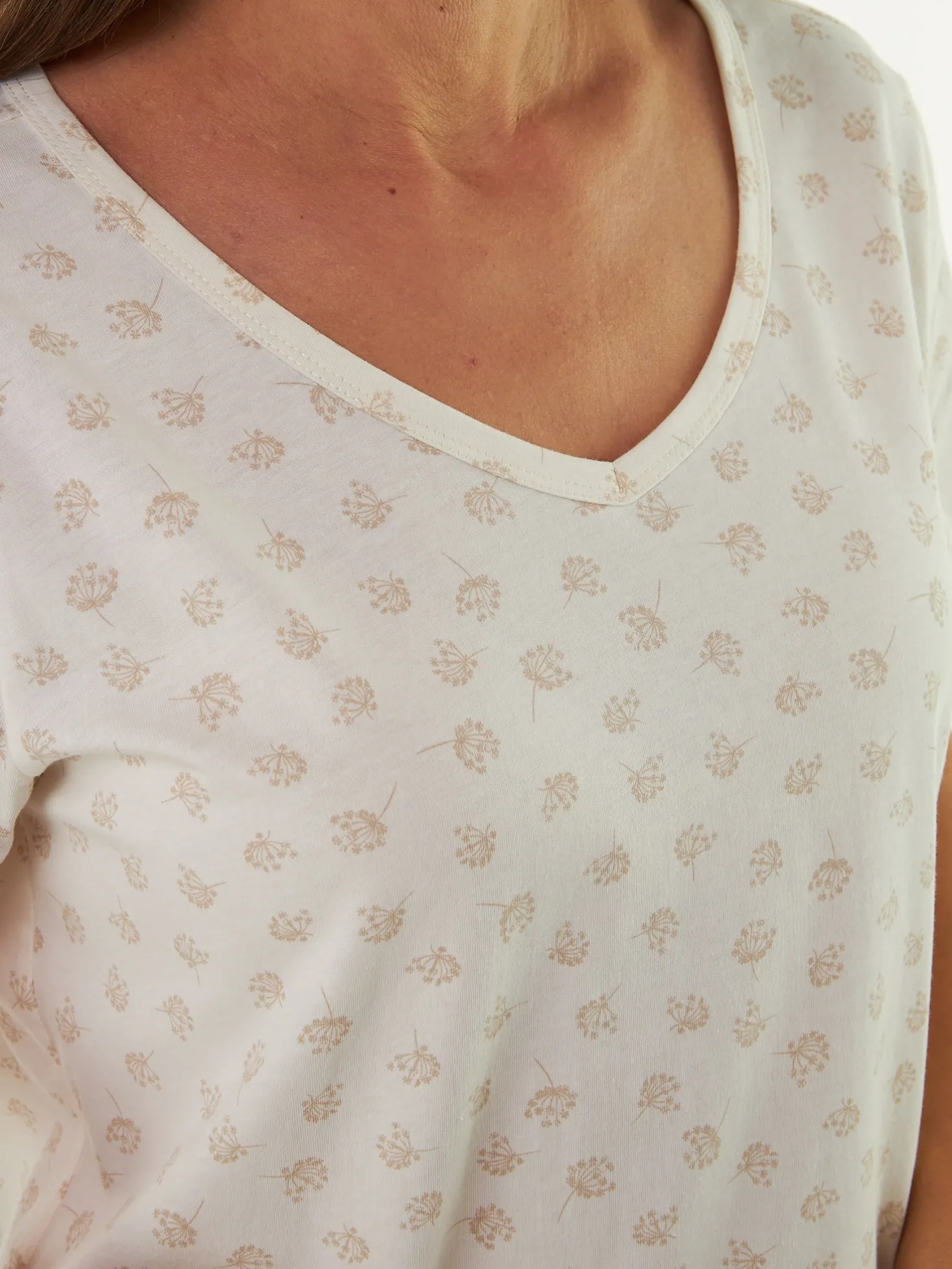 Nachthemd Kurzarm aus Bio Baumwolle(blume weiss, S)
