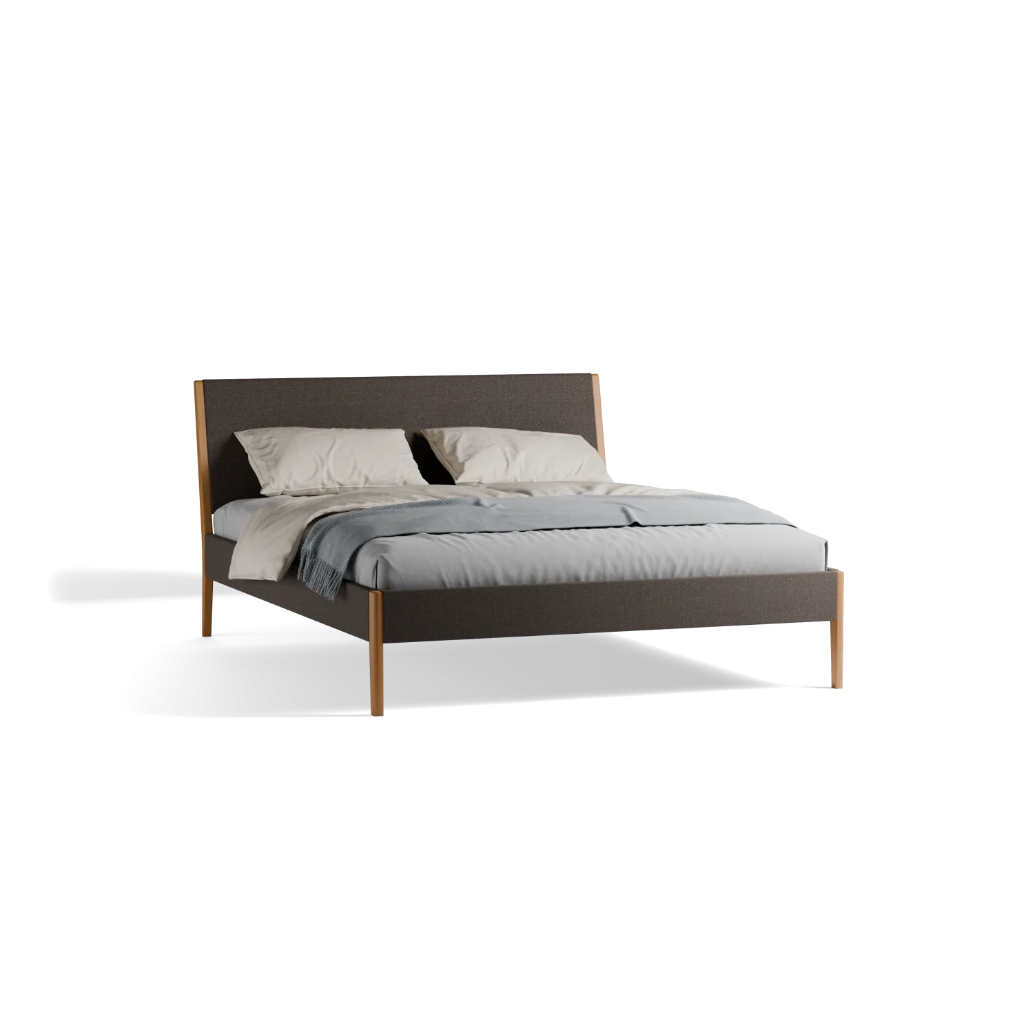 Polsterbett Almeno(Wollstoff Elverum Nougat, Buche, 160 x 200 cm)