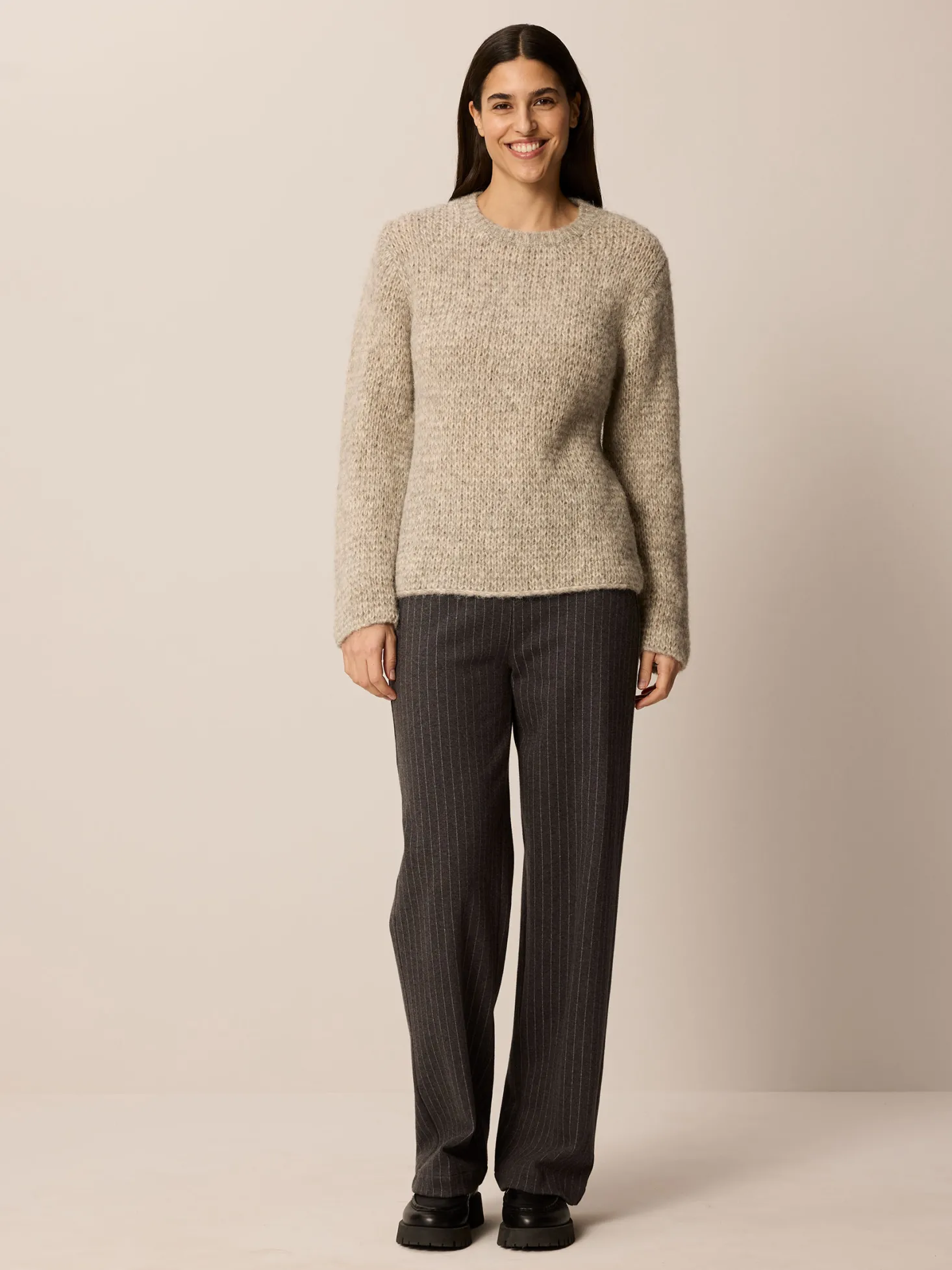 Pullover aus Alpaka und Bio Baumwolle(grau melange, L)