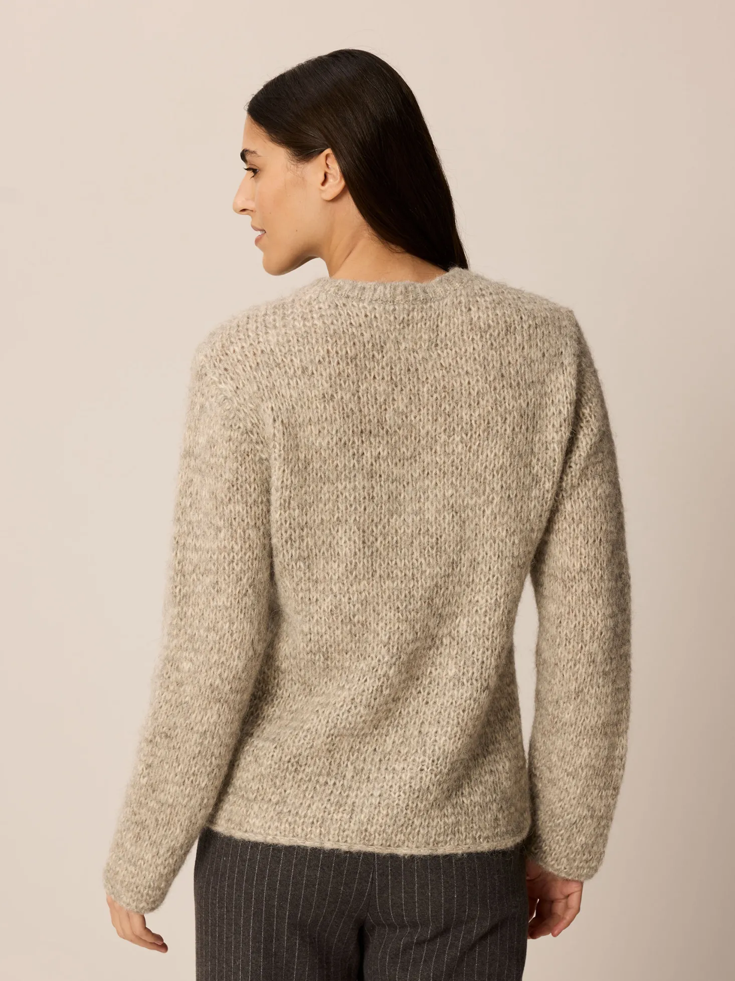 Pullover aus Alpaka und Bio Baumwolle(grau melange, L)