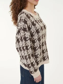 Pullover aus Alpakawolle(hahnentritt chocolate, XS)