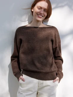 Pullover aus Alpakawolle(mokka, XS)