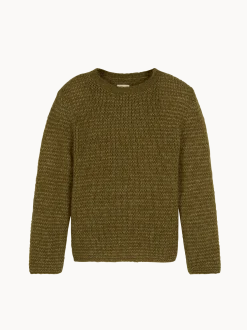 Pullover aus Alpakawolle und Bio-Baumwolle(olive melange, XS)