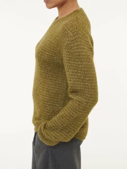 Pullover aus Alpakawolle und Bio-Baumwolle(olive melange, XS)