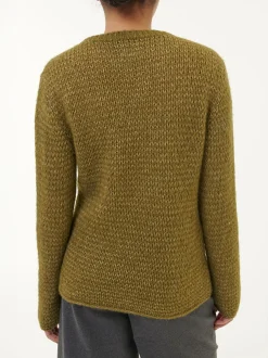 Pullover aus Alpakawolle und Bio-Baumwolle(olive melange, XS)