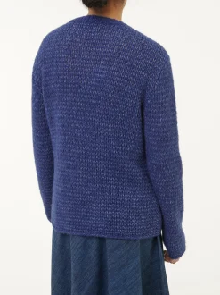 Pullover aus Alpakawolle und Bio-Baumwolle(blau melange, L)