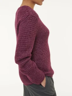Pullover aus Alpakawolle und Bio-Baumwolle(aubergine melange, M)