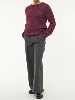 Pullover aus Alpakawolle und Bio-Baumwolle(aubergine melange, M)