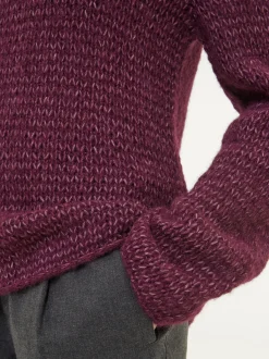 Pullover aus Alpakawolle und Bio-Baumwolle(aubergine melange, M)