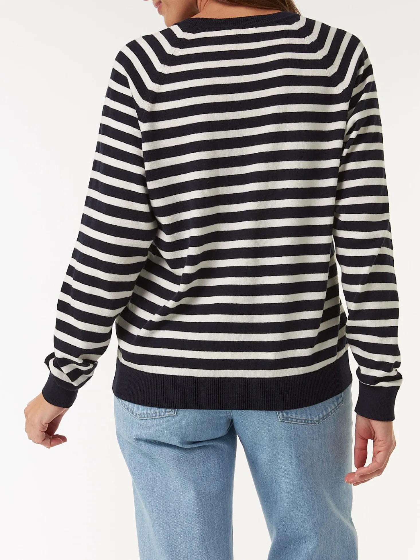 Pullover aus Bio Baumwolle(denimblau/offwhite ringel, XS)