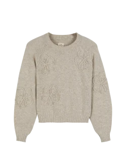 Pullover aus bio-Baumwolle und Wolle(sand melange, S)