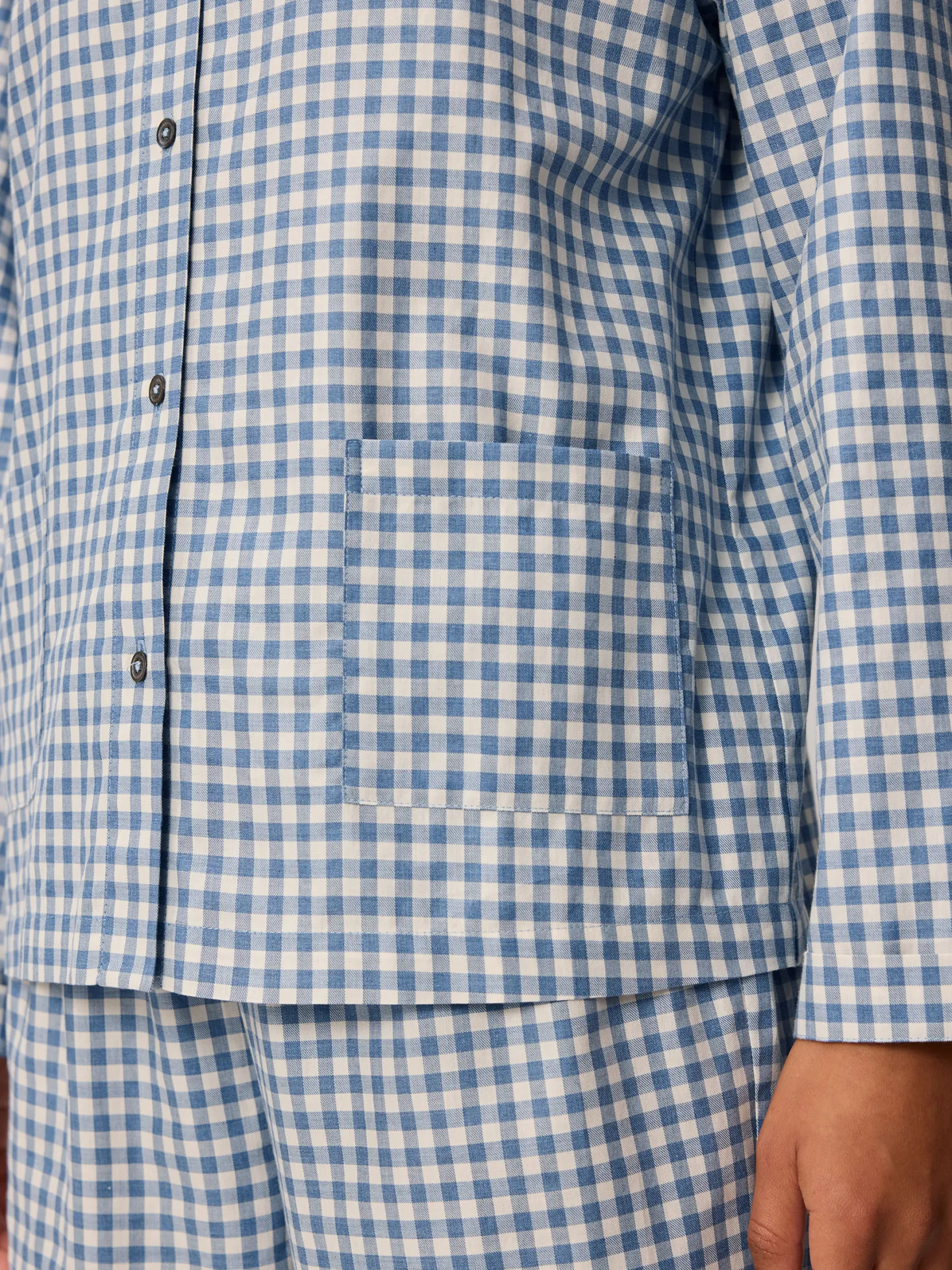 Pyjamahemd aus Bio Baumwolle(blau/weiß karo, S)