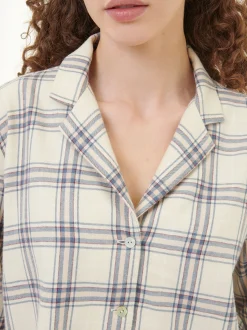 Pyjamahemd aus Bio-Baumwolle(karo perlmutt/blau, XS)
