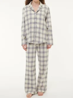 Pyjamahemd aus Bio-Baumwolle(karo perlmutt/blau, XS)