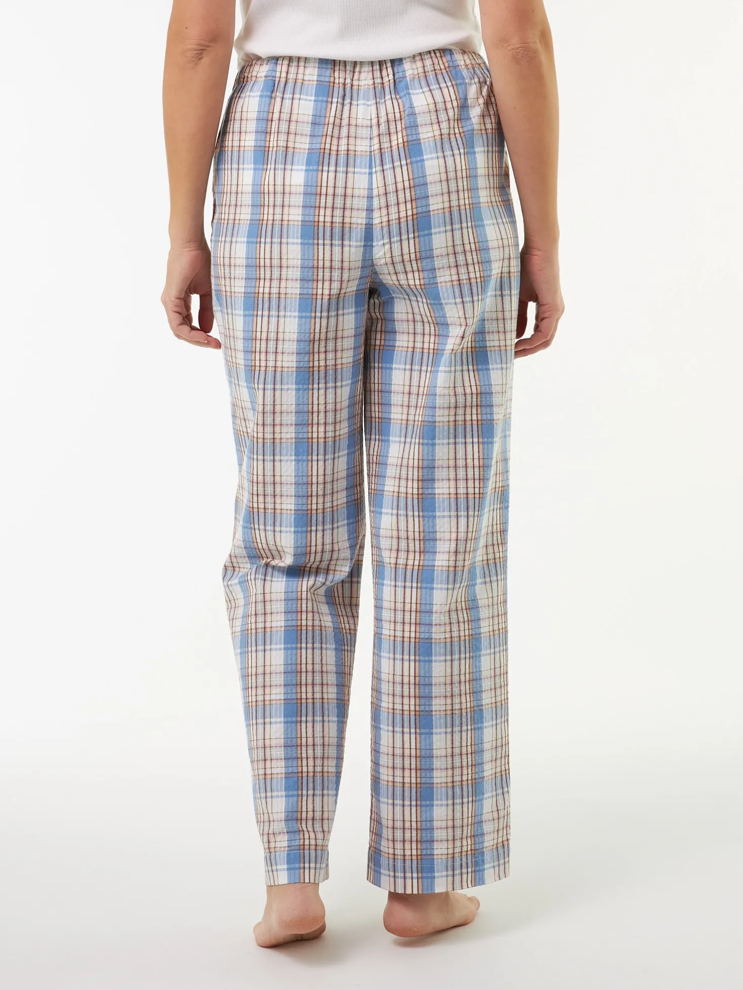 Pyjamahose aus Bio Baumwolle(karo azurblau/multicolor, XS)