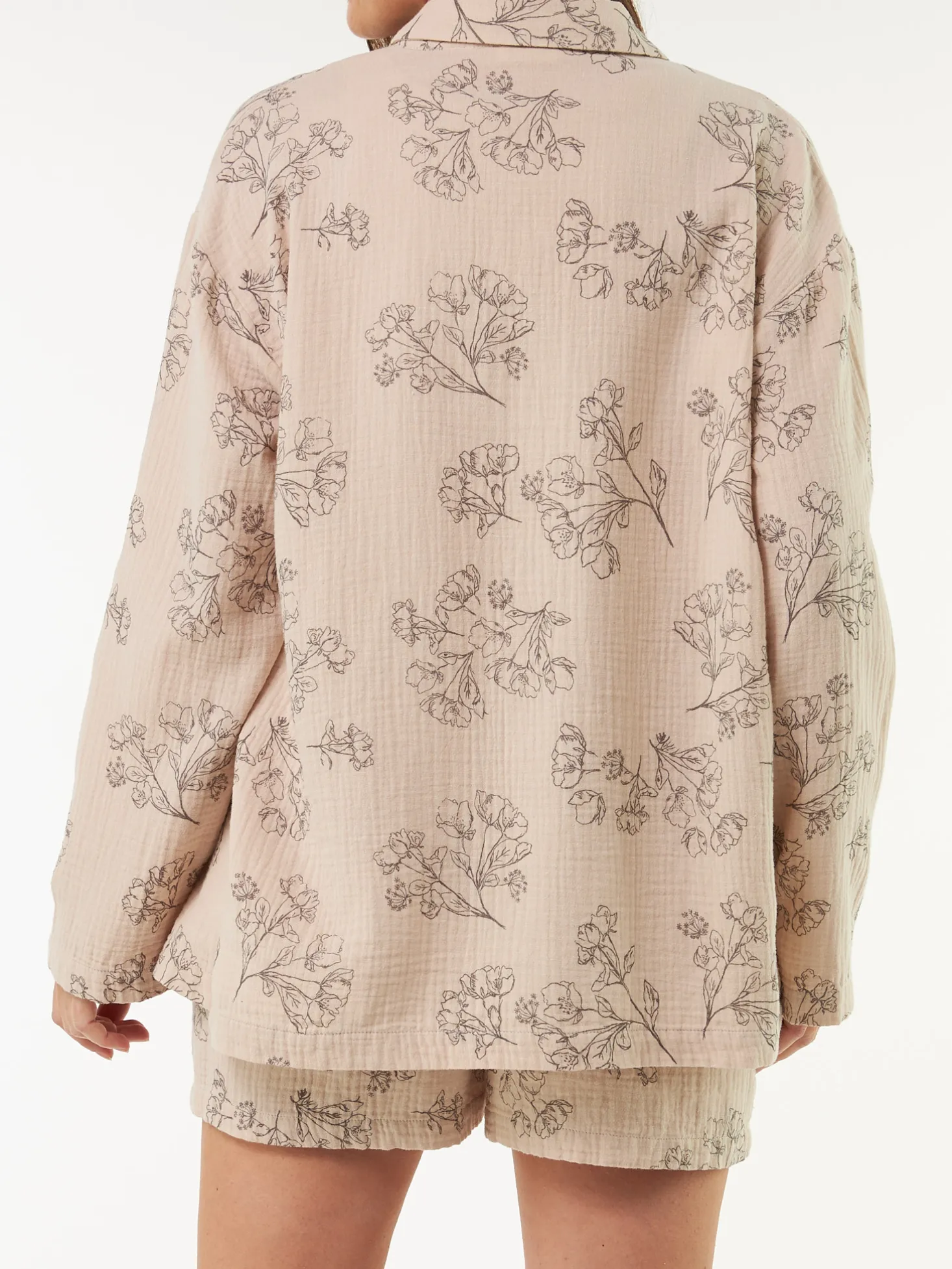Pyjamashirt aus Bio Baumwolle(wildrose beige, M)