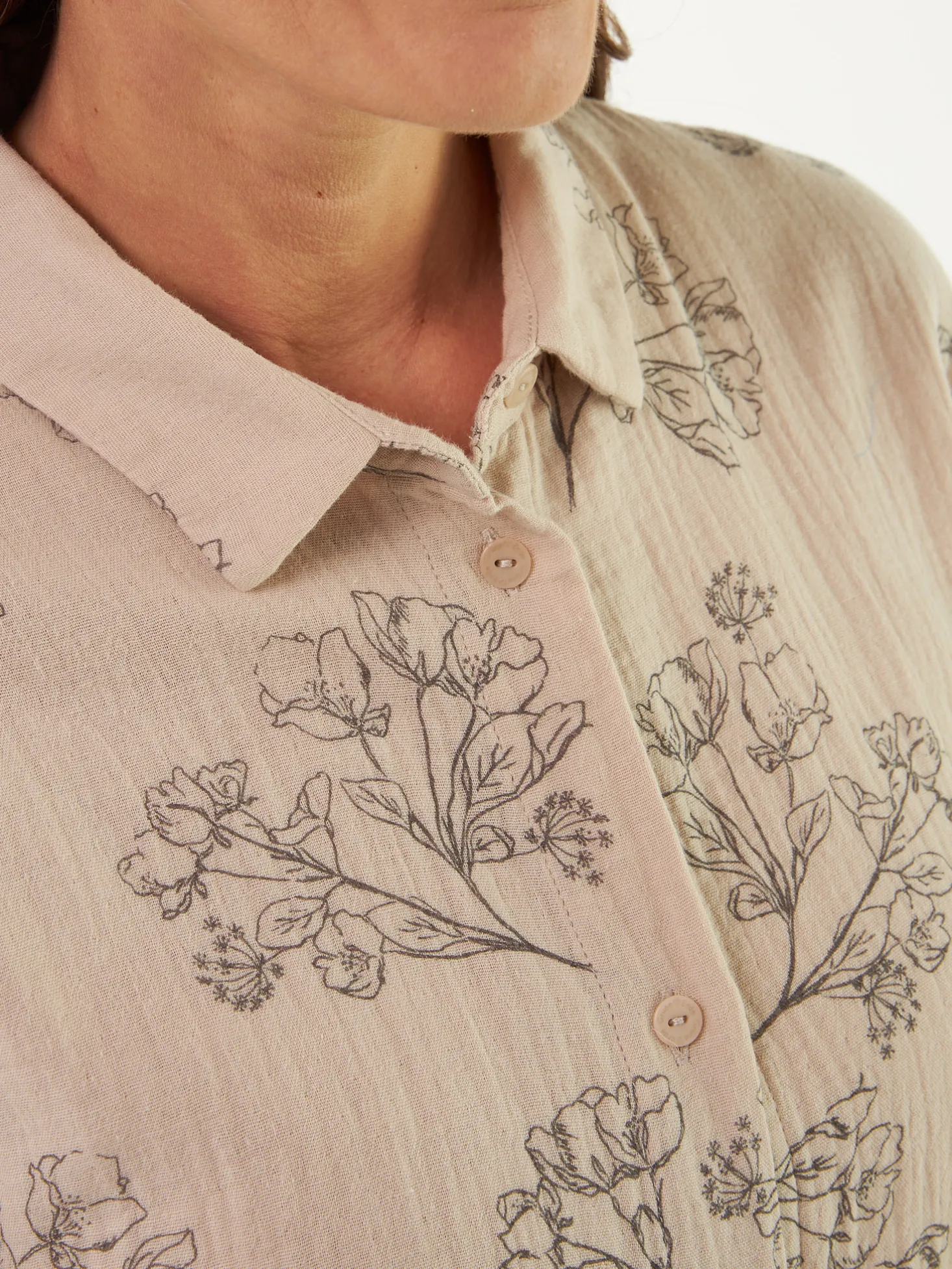 Pyjamashirt aus Bio Baumwolle(wildrose beige, L)
