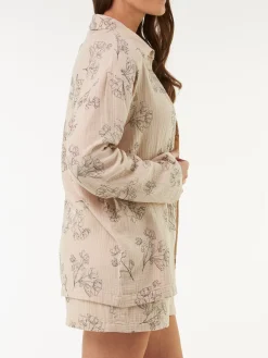 Pyjamashirt aus Bio Baumwolle(wildrose beige, L)