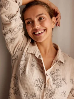 Pyjamashirt aus Bio Baumwolle(wildrose beige, L)