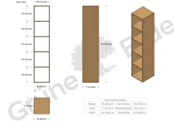 Regal Yunit Pur(Buche, 1 x 5 Fächer)