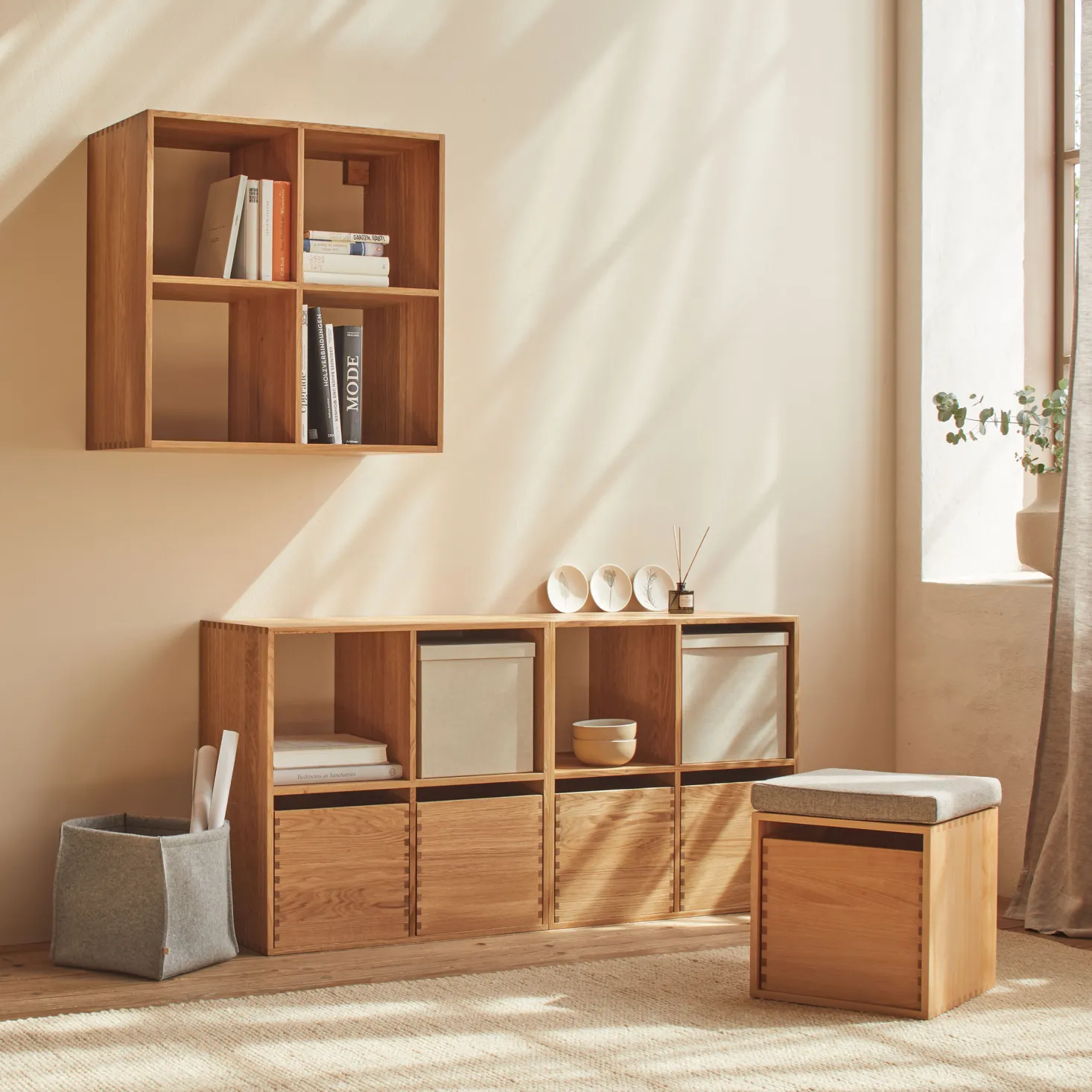 Regal Yunit Pur(Eiche, 1 x 3 Fächer)