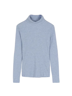 Rollkragenshirt aus Bio Baumwolle/Wolle(lichtblau melange, 44)