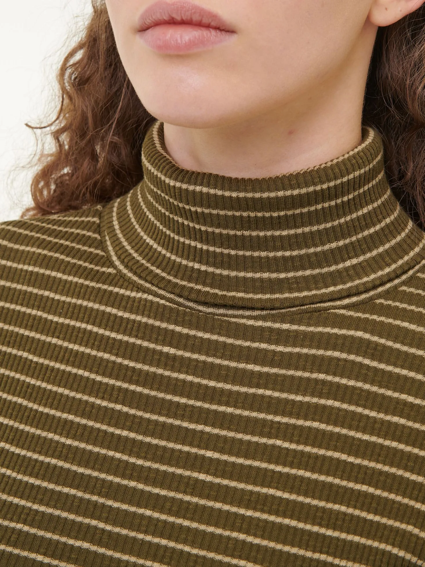 Rollkragenshirt aus Bio Baumwolle(kaktus/light khaki ringel, M)