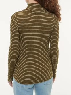 Rollkragenshirt aus Bio Baumwolle(kaktus/light khaki ringel, M)