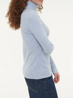 Rollkragenshirt aus Bio Baumwolle/Wolle(lichtblau melange, 40)