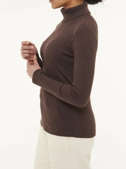 Rollkragenshirt aus Bio Baumwolle/Wolle(chocolate melange, 44)
