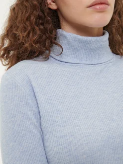 Rollkragenshirt aus Bio Baumwolle/Wolle(lichtblau melange, 36)