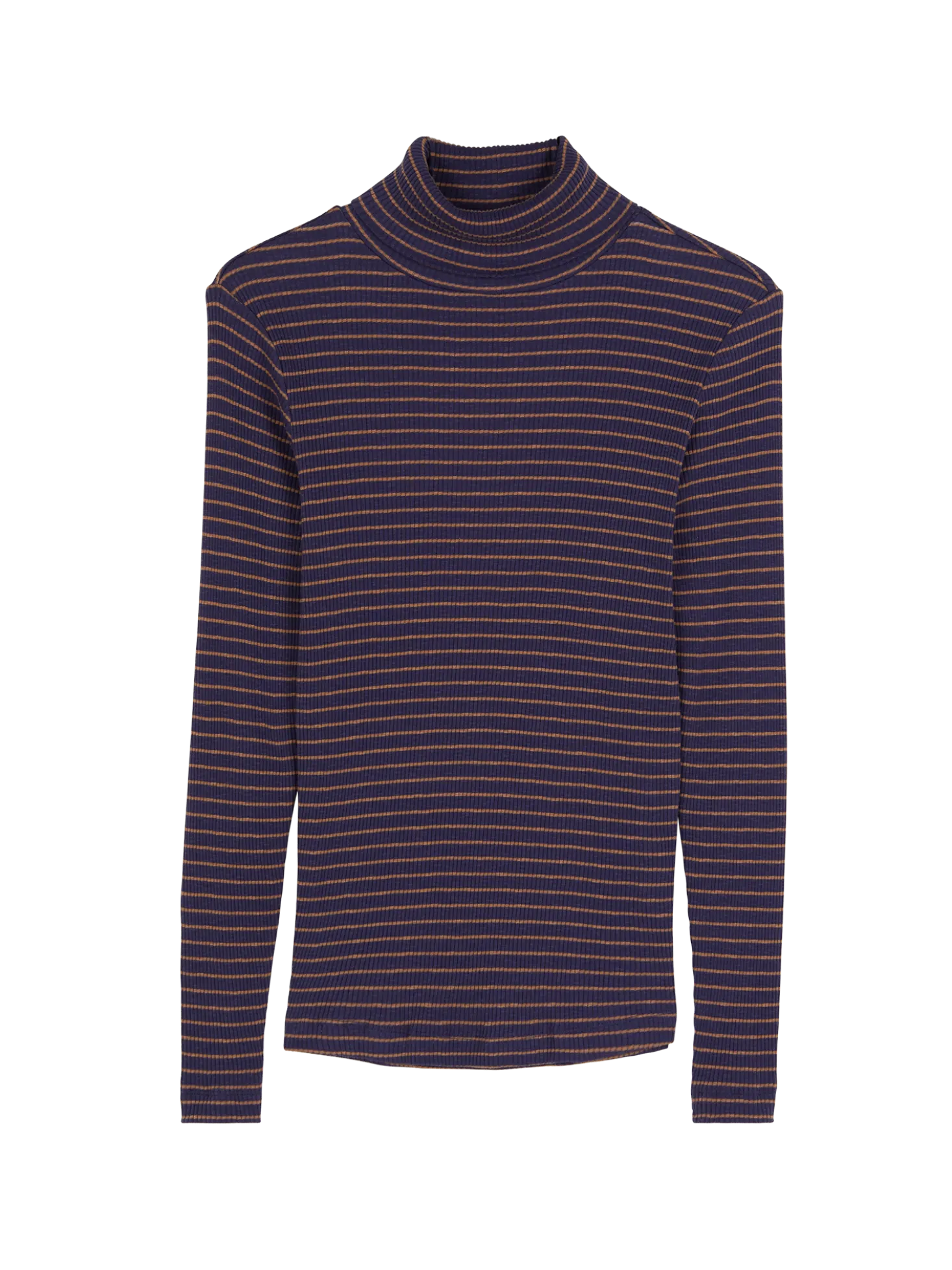 Rollkragenshirt aus Bio Baumwolle(royalblau/rosenholz ringel, XXS)