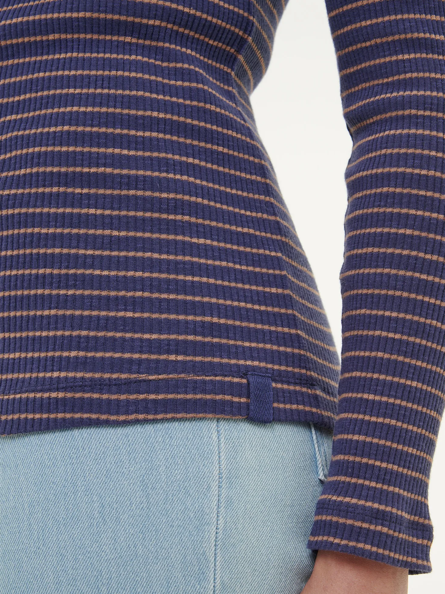 Rollkragenshirt aus Bio Baumwolle(royalblau/rosenholz ringel, XXS)