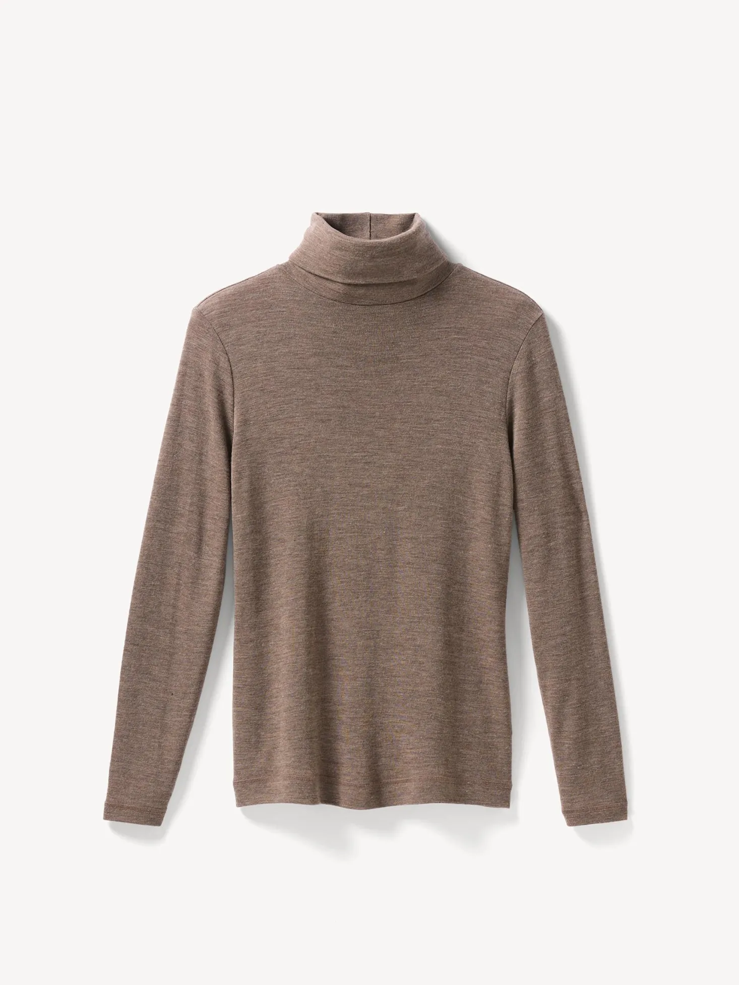 Rollkragenshirt aus Bio Wolle(walnuss melange, XS)