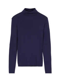 Rollkragenshirt aus Bio Wolle(royalblau, S)