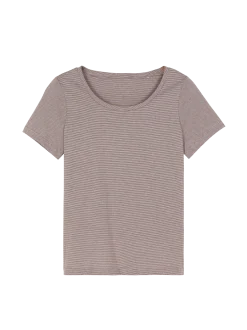 Schlafshirt aus Bio-Baumwolle(ringel kaffee, XS)