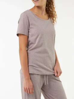 Schlafshirt aus Bio-Baumwolle(ringel kaffee, S)